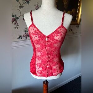 Vintage 90s Y2K Vanity Fair Red Lace Valentines Bustier Camisole